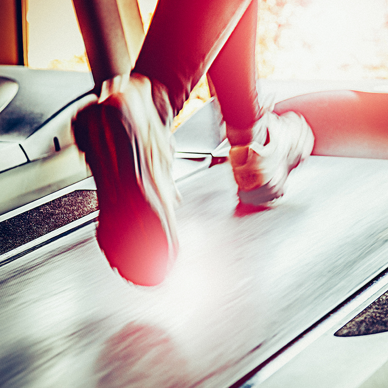 Woman running on treadmill